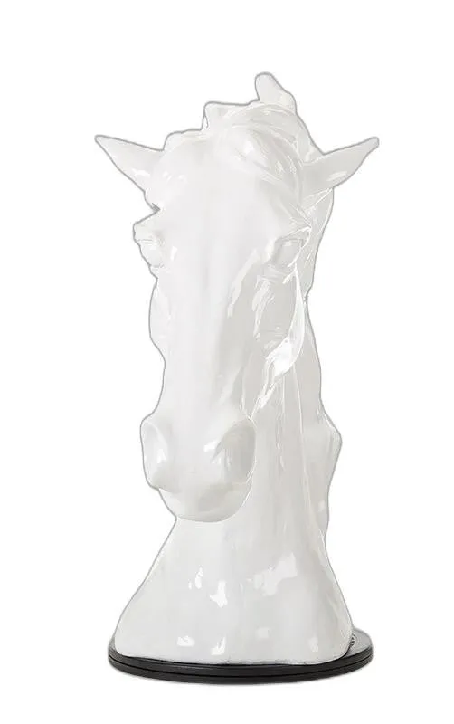 11" White Polyresin Horse Head Sculpture By Homeroots