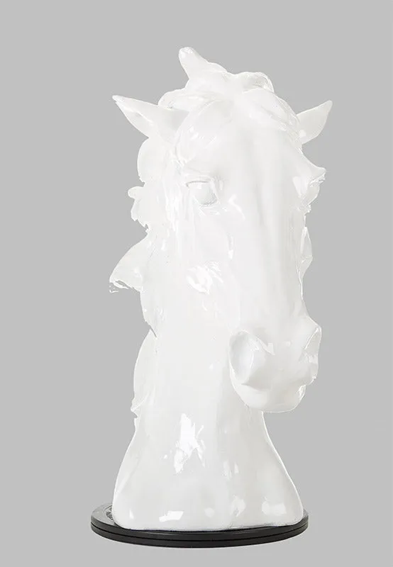 11" White Polyresin Horse Head Sculpture By Homeroots