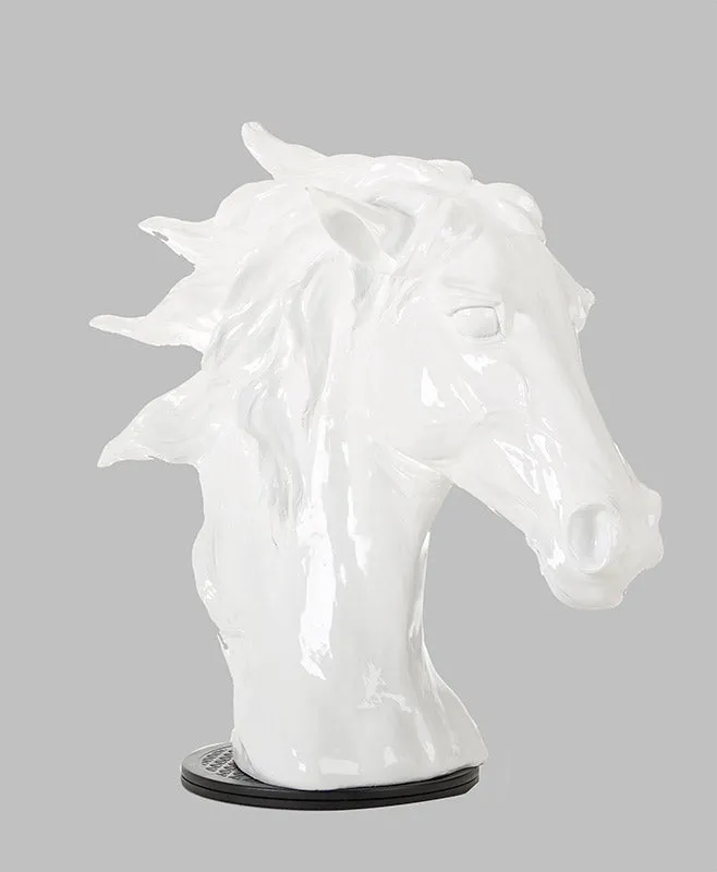 11" White Polyresin Horse Head Sculpture By Homeroots