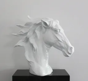 11" White Polyresin Horse Head Sculpture By Homeroots