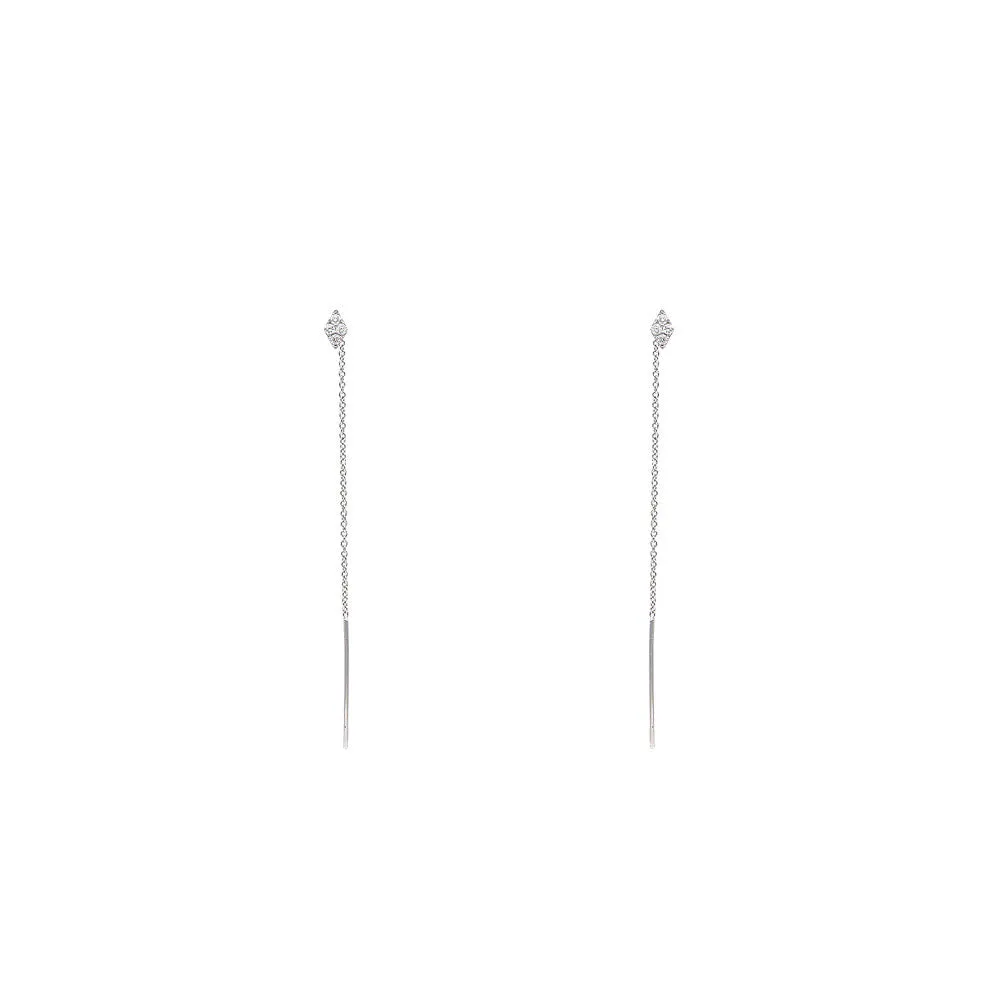 14 Karat White Gold Diamond Threader Earrings