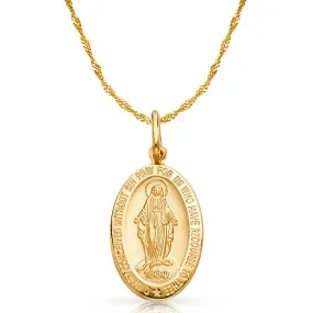 14K Gold 1830 Guadalupe Pendant with 0.9mm Singapore Chain