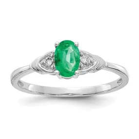 14KT DIAMOND AND EMERALD 3 STONE STYLE RING