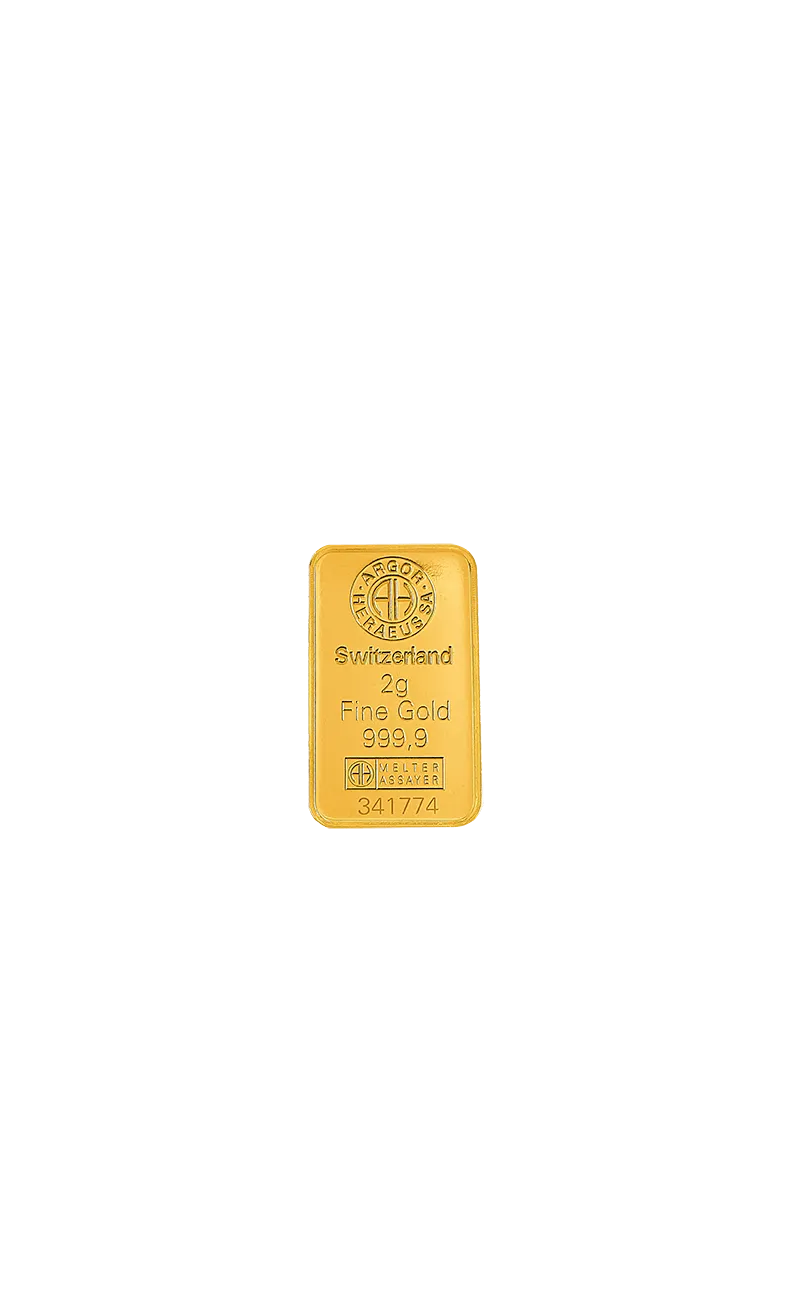 2 g Gold Kinebar AHSA geprägt 99,99 %