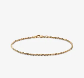 2mm Rope Chain Bracelet | Gold