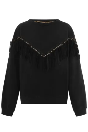 Ada Suede Fringed Sweatshirt