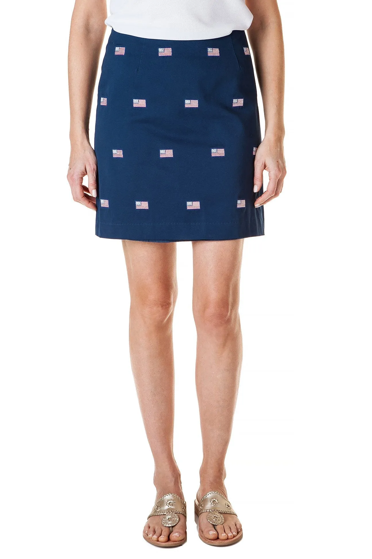 Ali Skirt Nantucket Navy with American Flag 19"