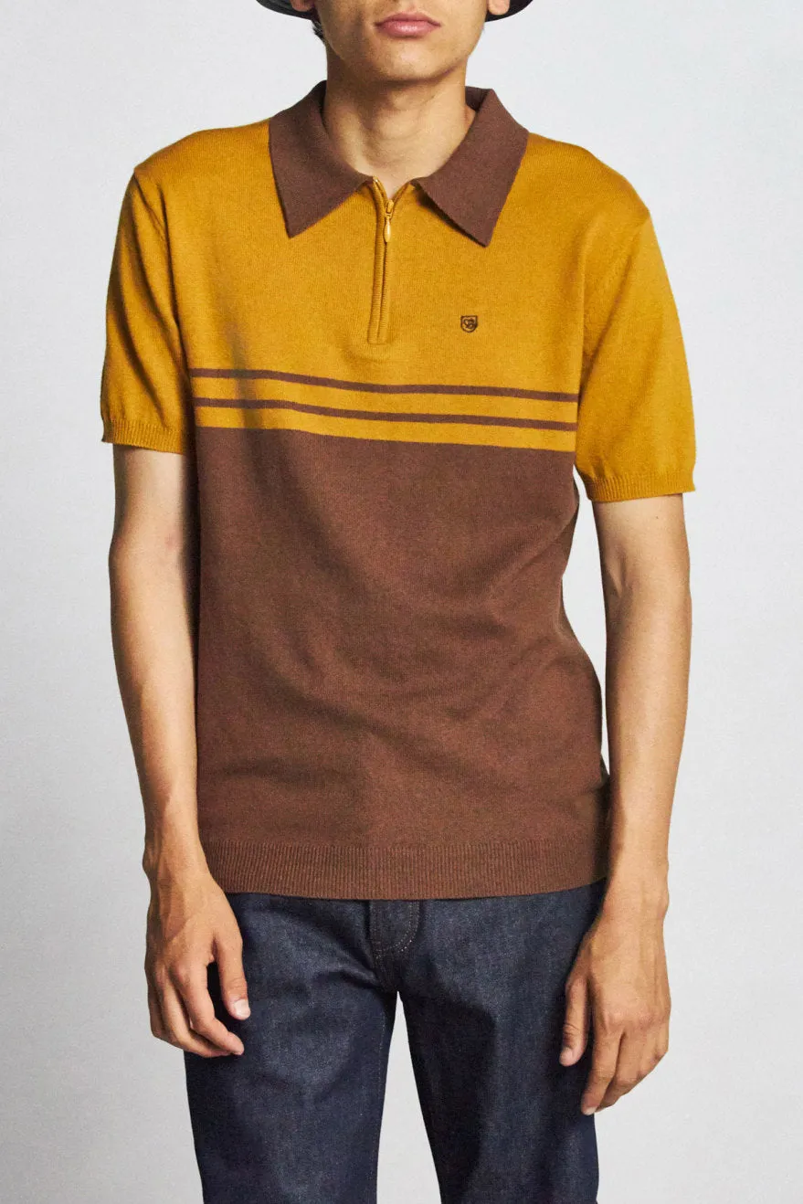 Allen 1/4 Zip Polo Knit - Maize/Bison