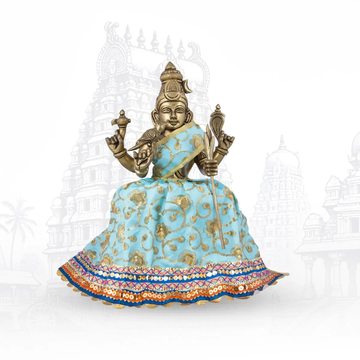 Amman Dress - 9 Inches | Velvet Amman Pavadai/ Velvet Devi Costume for Deity