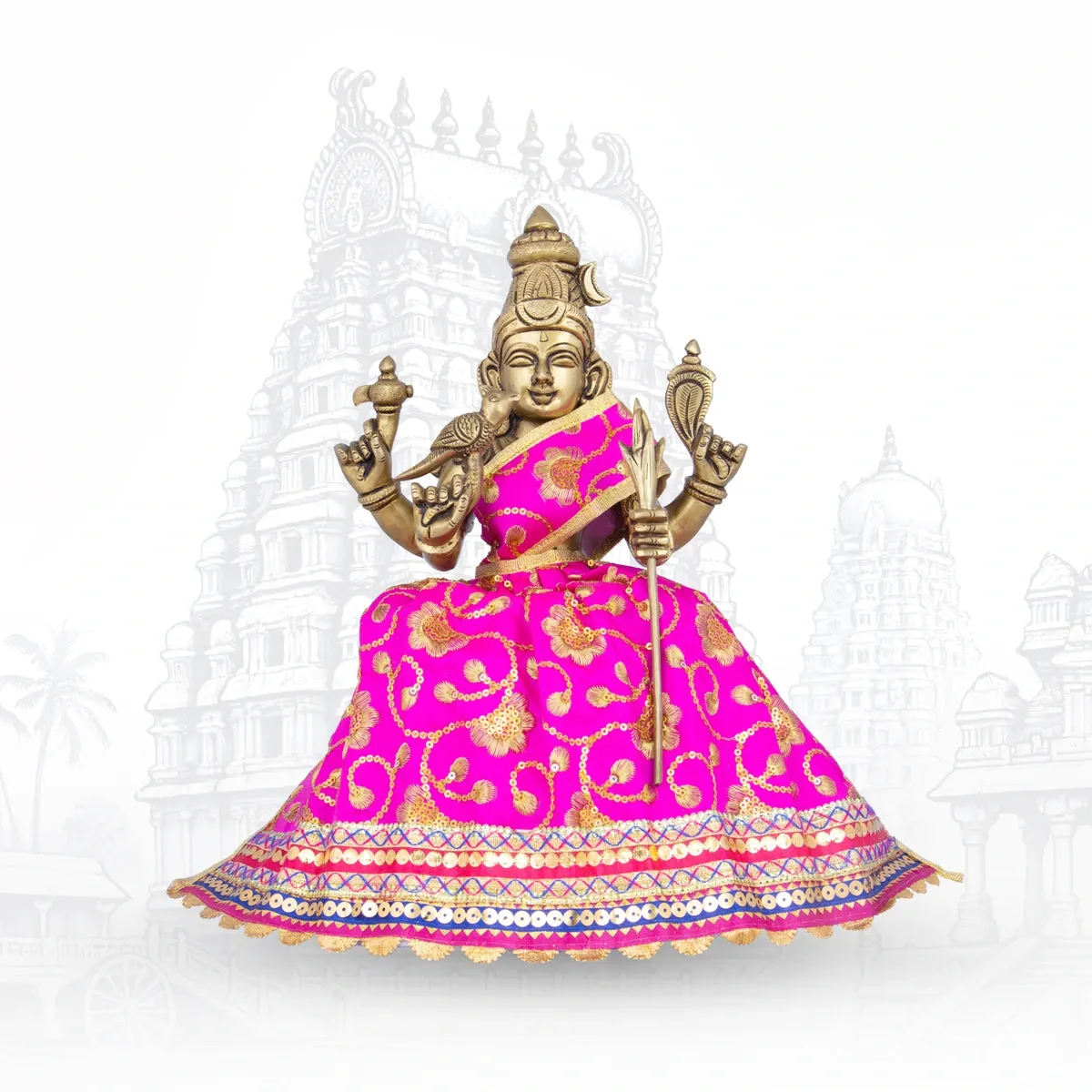 Amman Dress - 9 Inches | Velvet Amman Pavadai/ Velvet Devi Costume for Deity