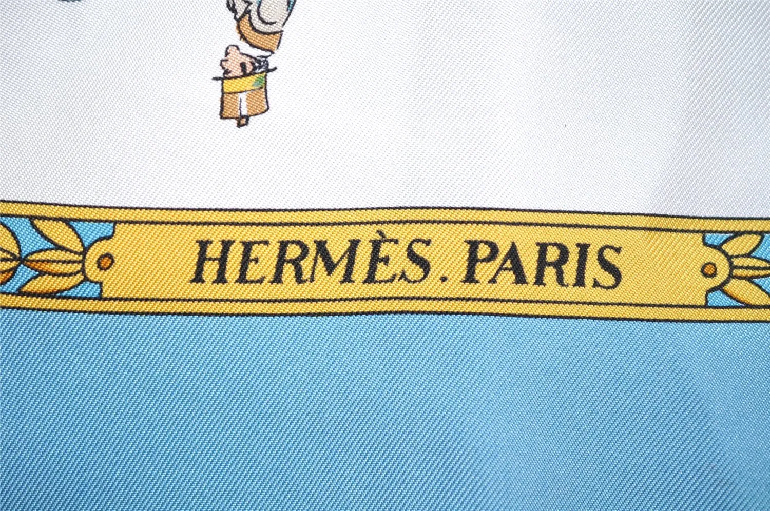 Auth HERMES Carre 90 Scarf "LA PROMENADE DE LONGCHAMPS" Silk Light Blue 7780I