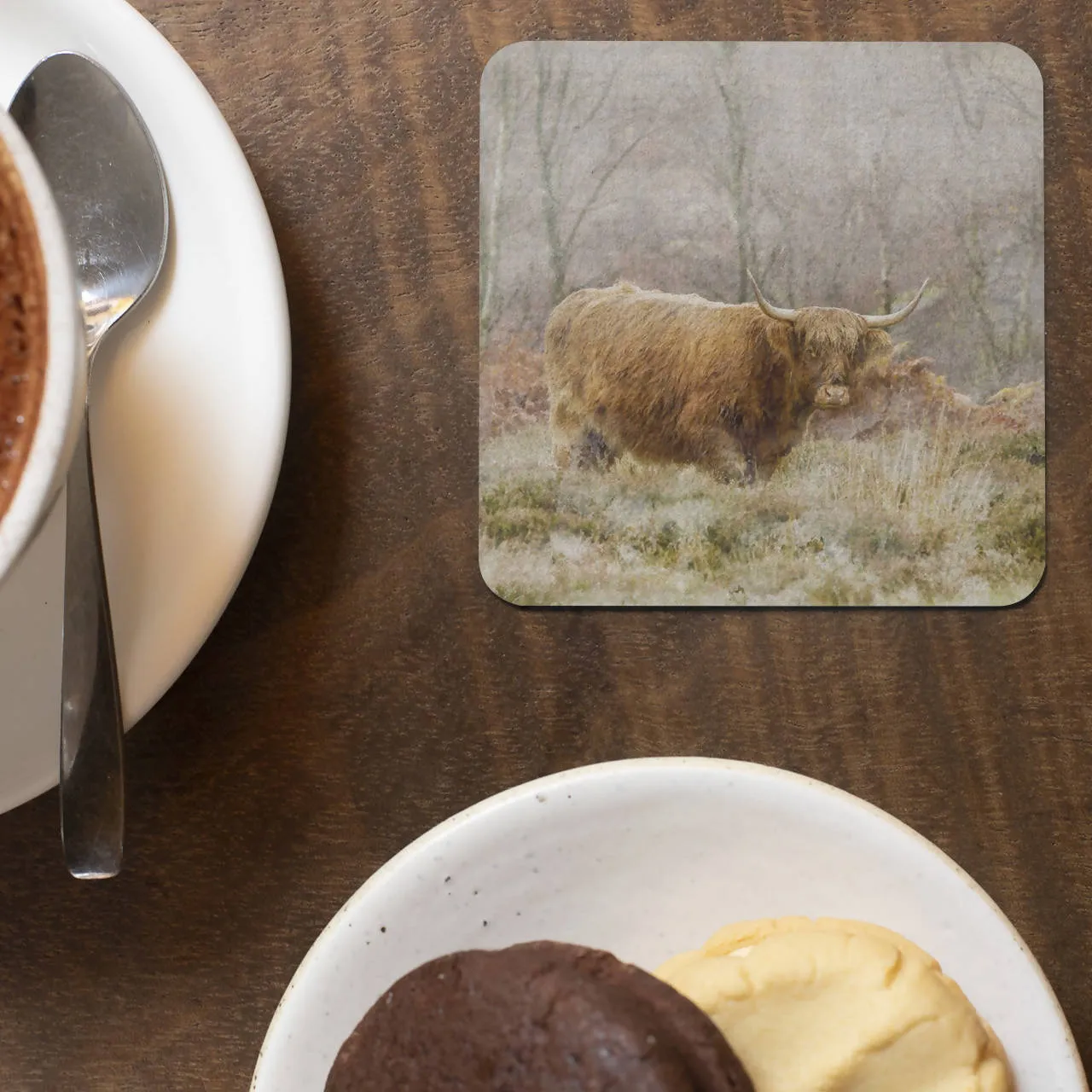 Autumnal Highland Cow Coaster