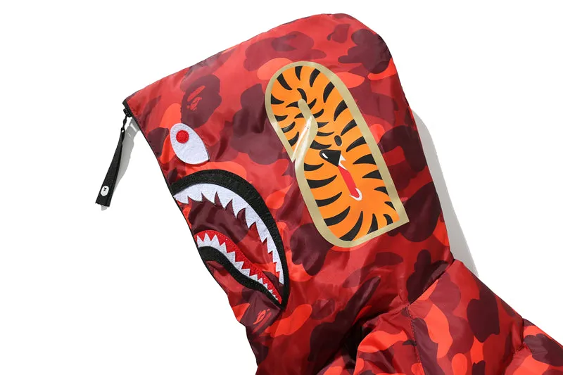 BAPE Puff Jacket Shark Hoodie Red Camo