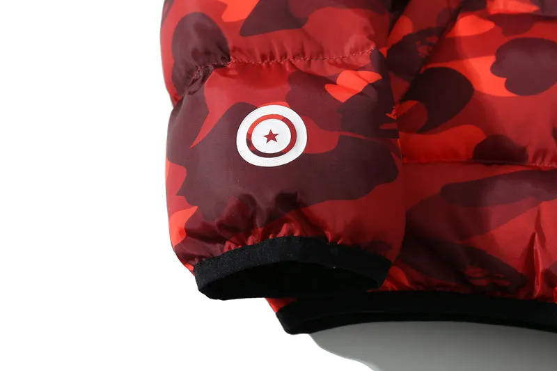 BAPE Puff Jacket Shark Hoodie Red Camo