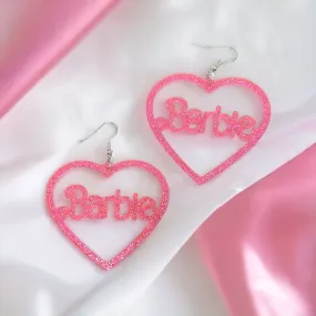 Barbie Earrings - Pink Glitter Earrings