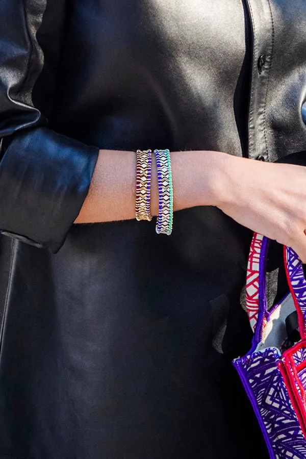 Batik Green & Purple Bracelet - silver