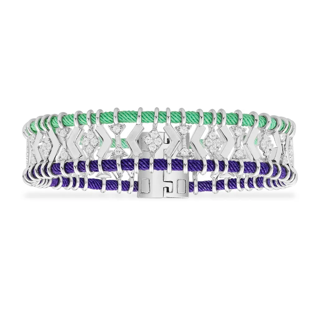 Batik Green & Purple Bracelet - silver