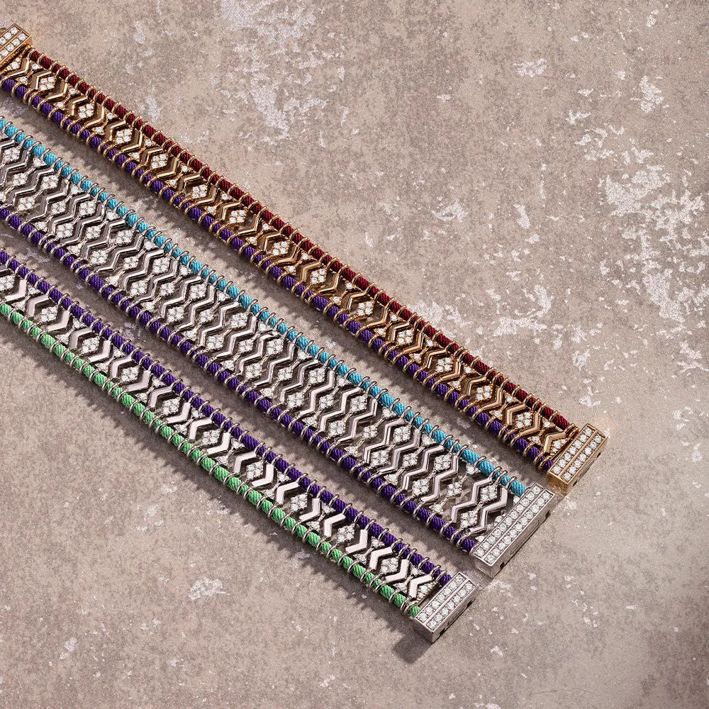 Batik Green & Purple Bracelet - silver