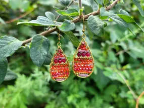 Berry Beaded Teardrop Earrings