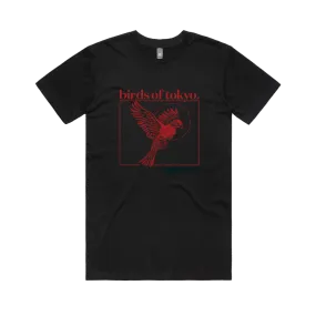 Birds / Black T-shirt with Red Print