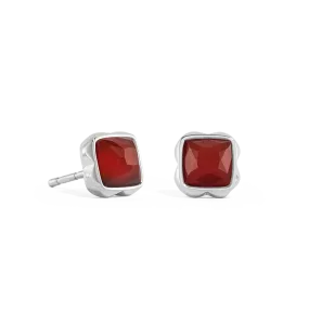 Birthstone January Earrings Red Agate Silver