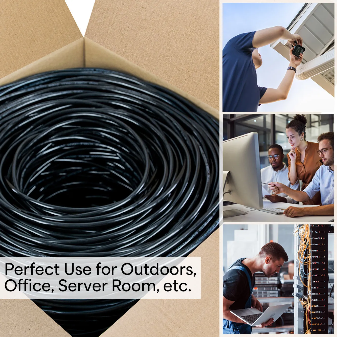 Black Cat5e Outdoor Ethernet Cable