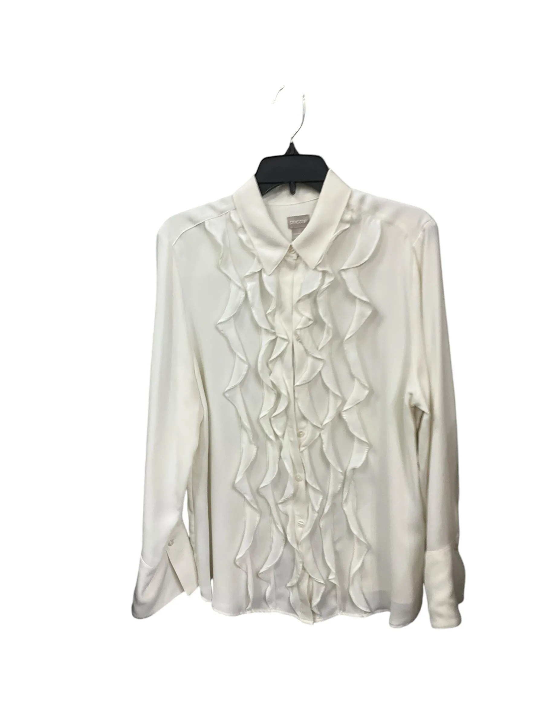 Blouse Long Sleeve By Chicos In Cream, Size: L