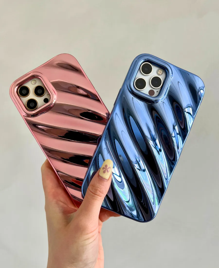 Blue Metallic Ripple Phone Case