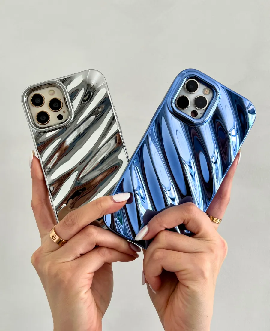 Blue Metallic Ripple Phone Case