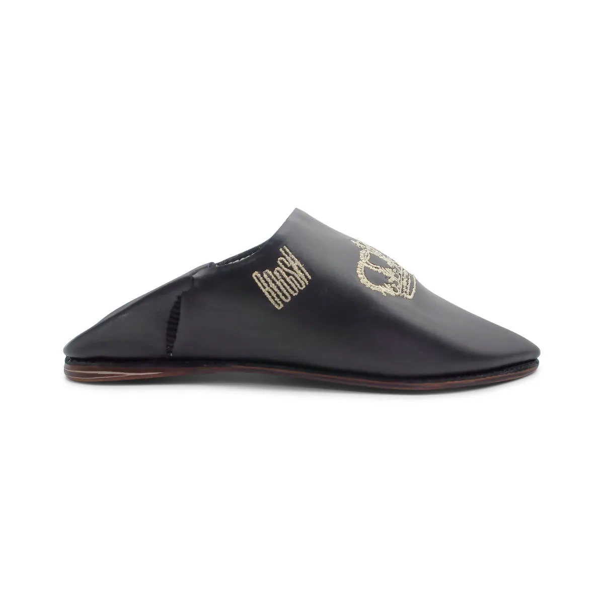 BOOSH ROYALE BLACK Leather Moroccan Slippers