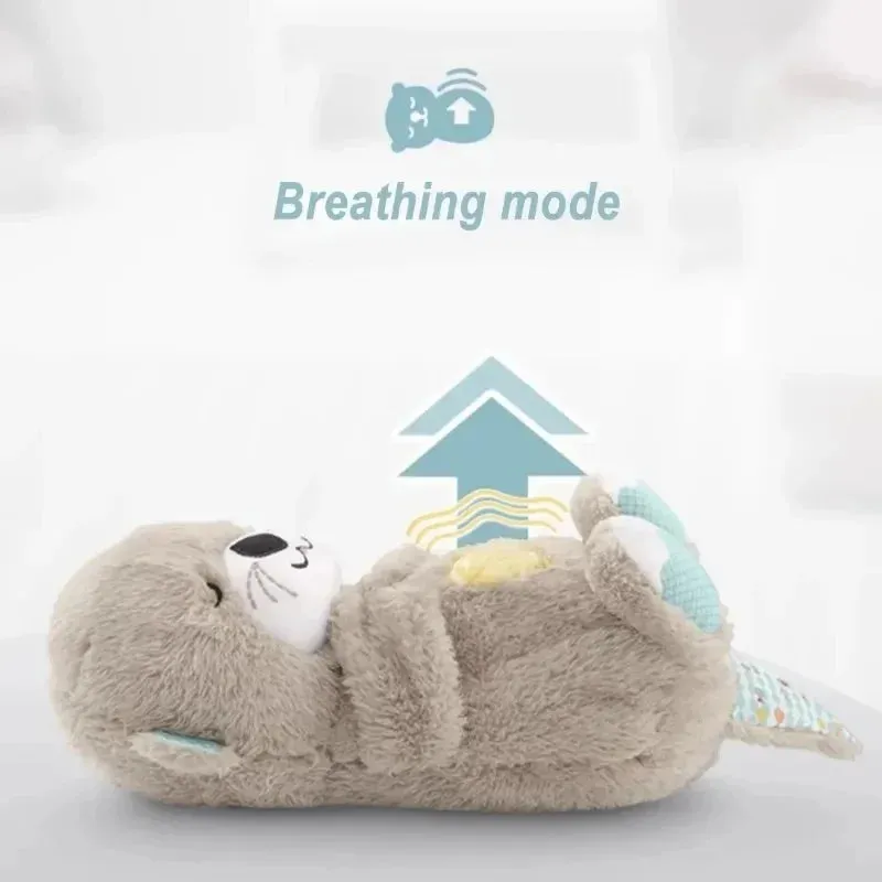 Breathing Otter Soothe Baby Sleeping Plush Toy Snuggle Otter Belly Motion Soothing Rhythmic Music SoftLight Night Companion Doll