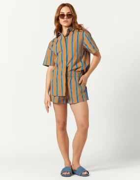 Brentwood Short - Brown/Blue Stripe