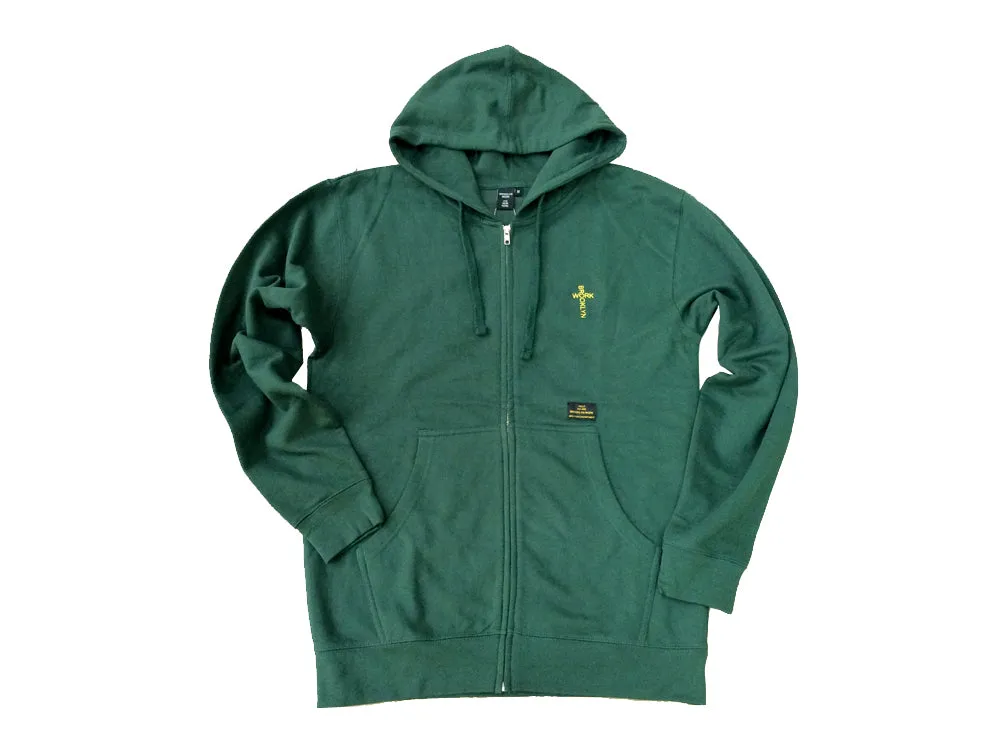 Brooklyn Work Double Zero Zip Hooded Sweatshirt Green