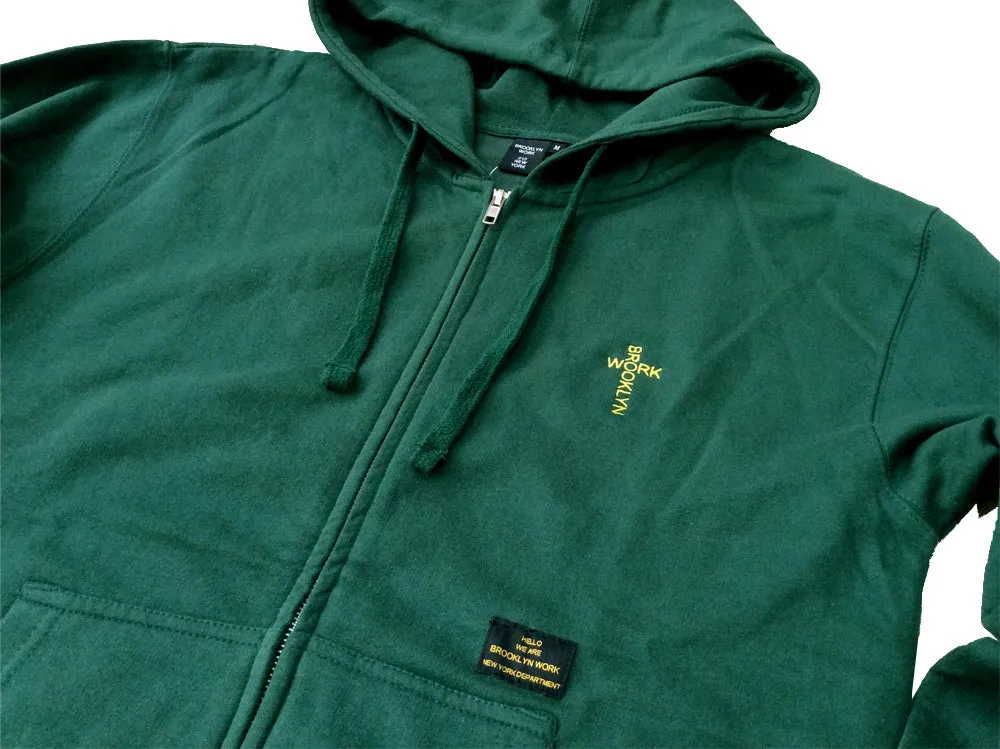 Brooklyn Work Double Zero Zip Hooded Sweatshirt Green