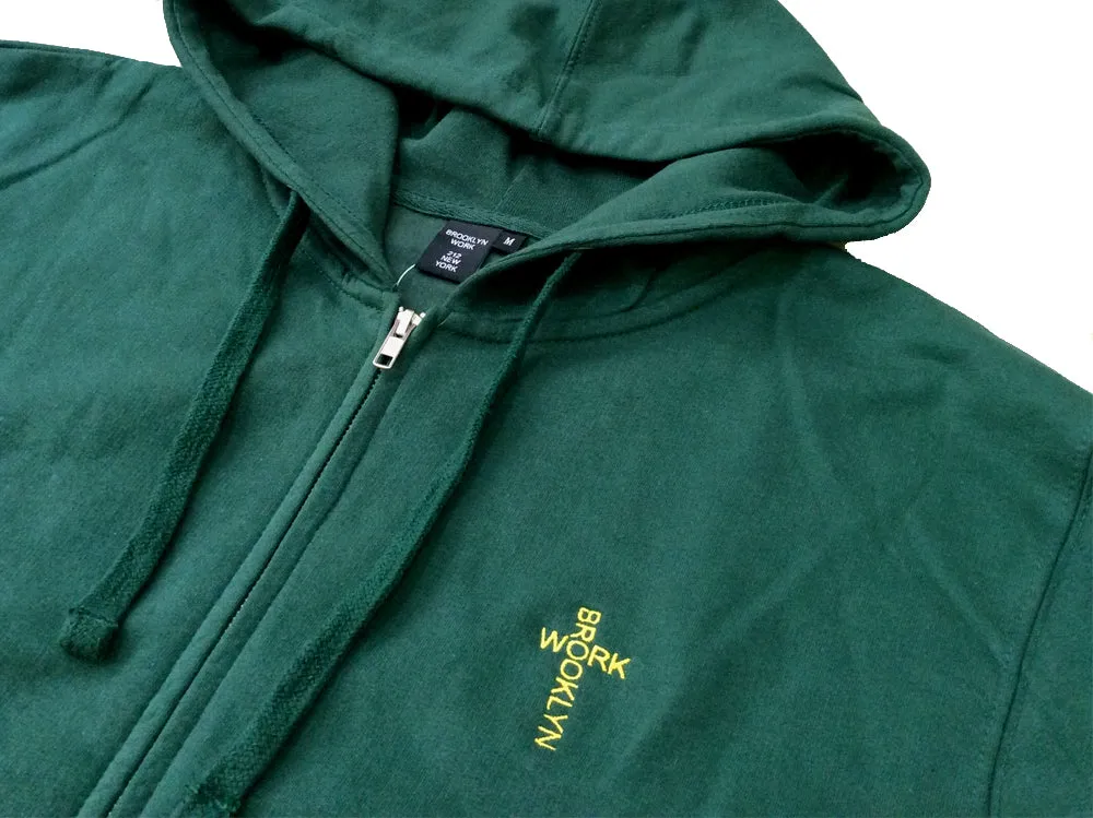 Brooklyn Work Double Zero Zip Hooded Sweatshirt Green