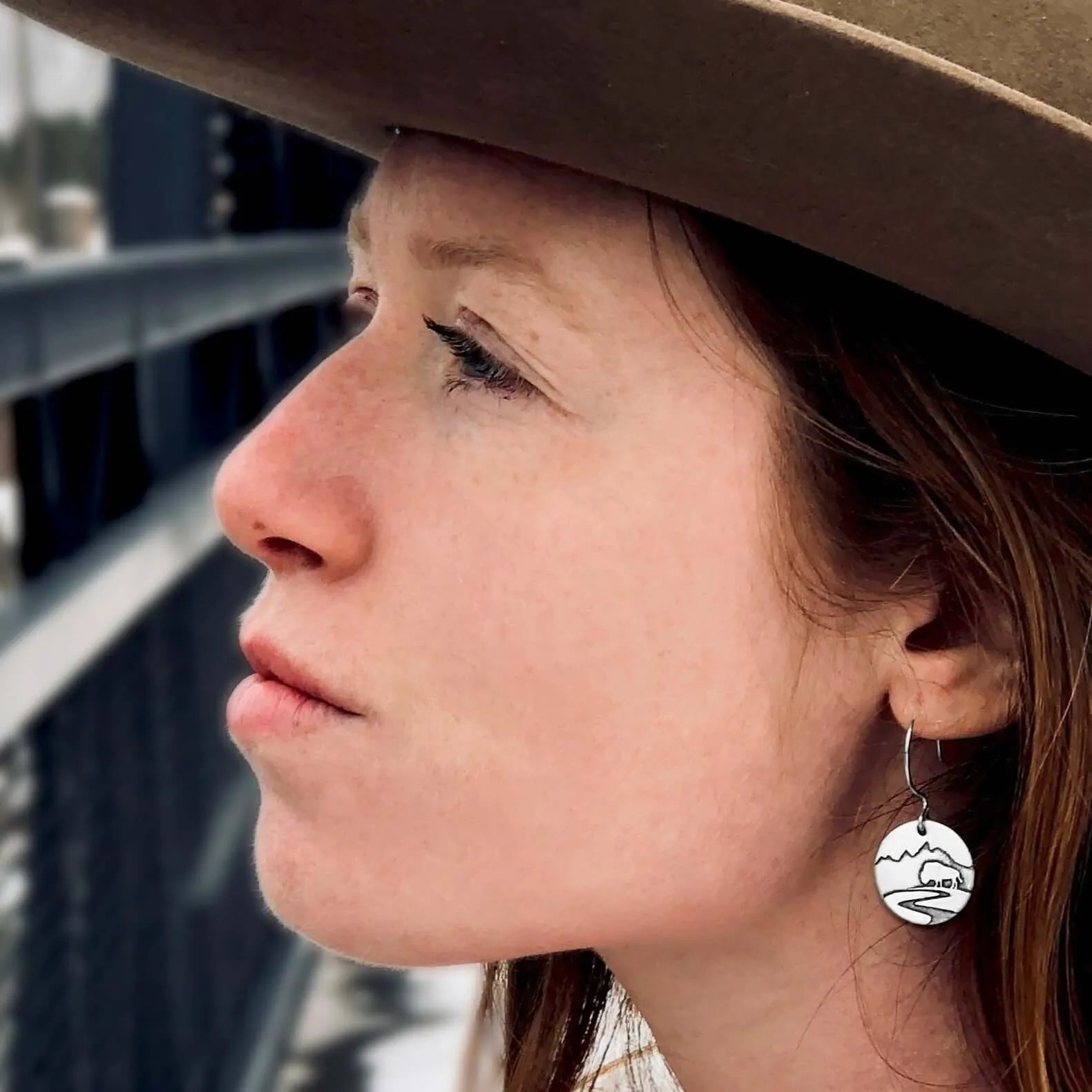 Buffalo in the Tetons Earring