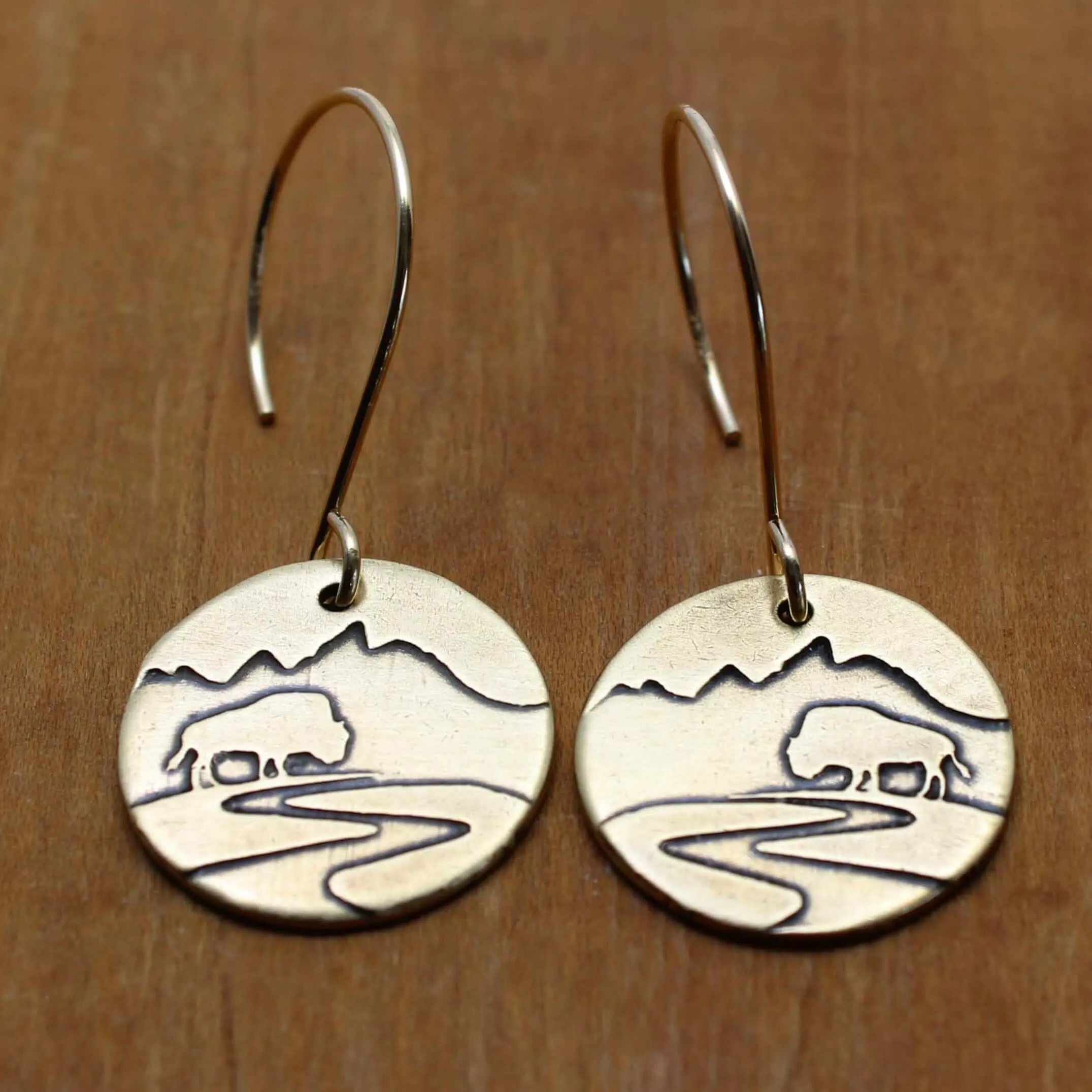 Buffalo in the Tetons Earring