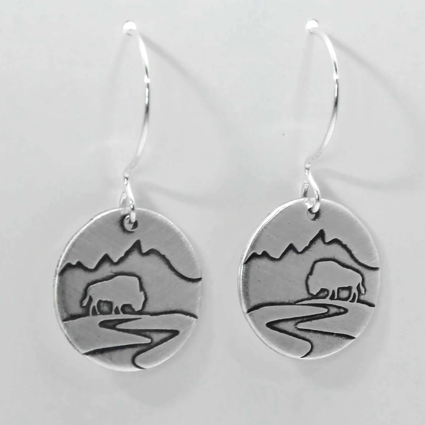 Buffalo in the Tetons Earring