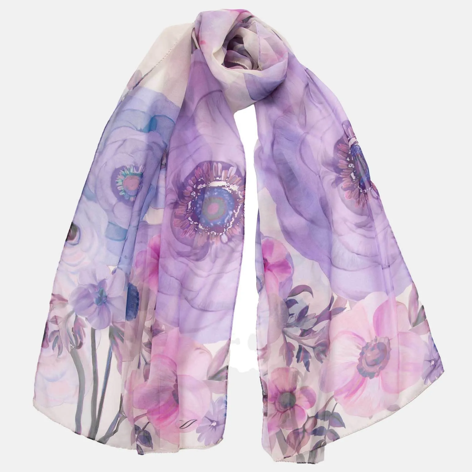 Campo de' Fiori - Long Sheer Silk Scarf - Lavender