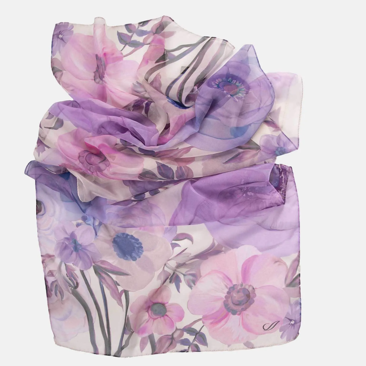 Campo de' Fiori - Long Sheer Silk Scarf - Lavender