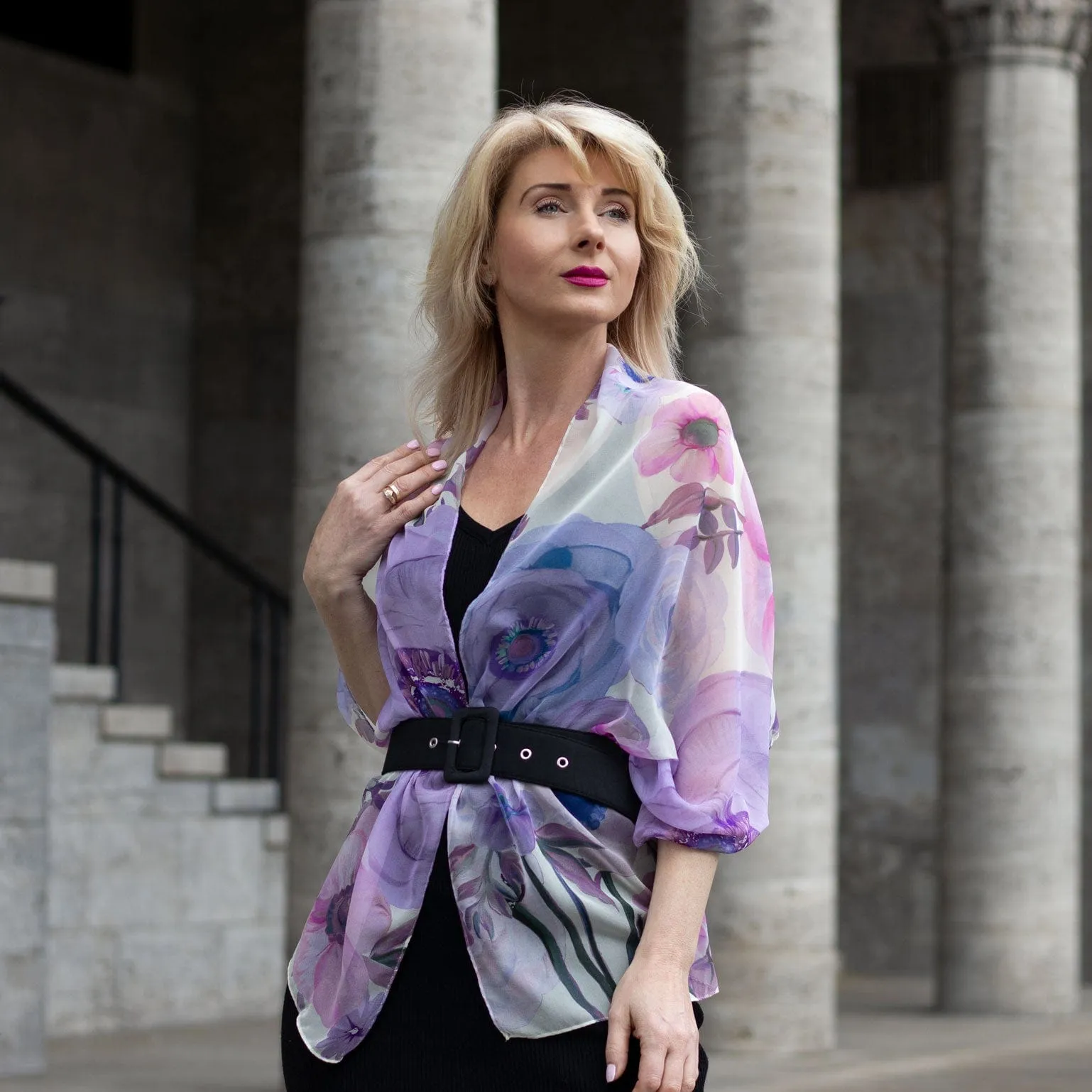 Campo de' Fiori - Long Sheer Silk Scarf - Lavender