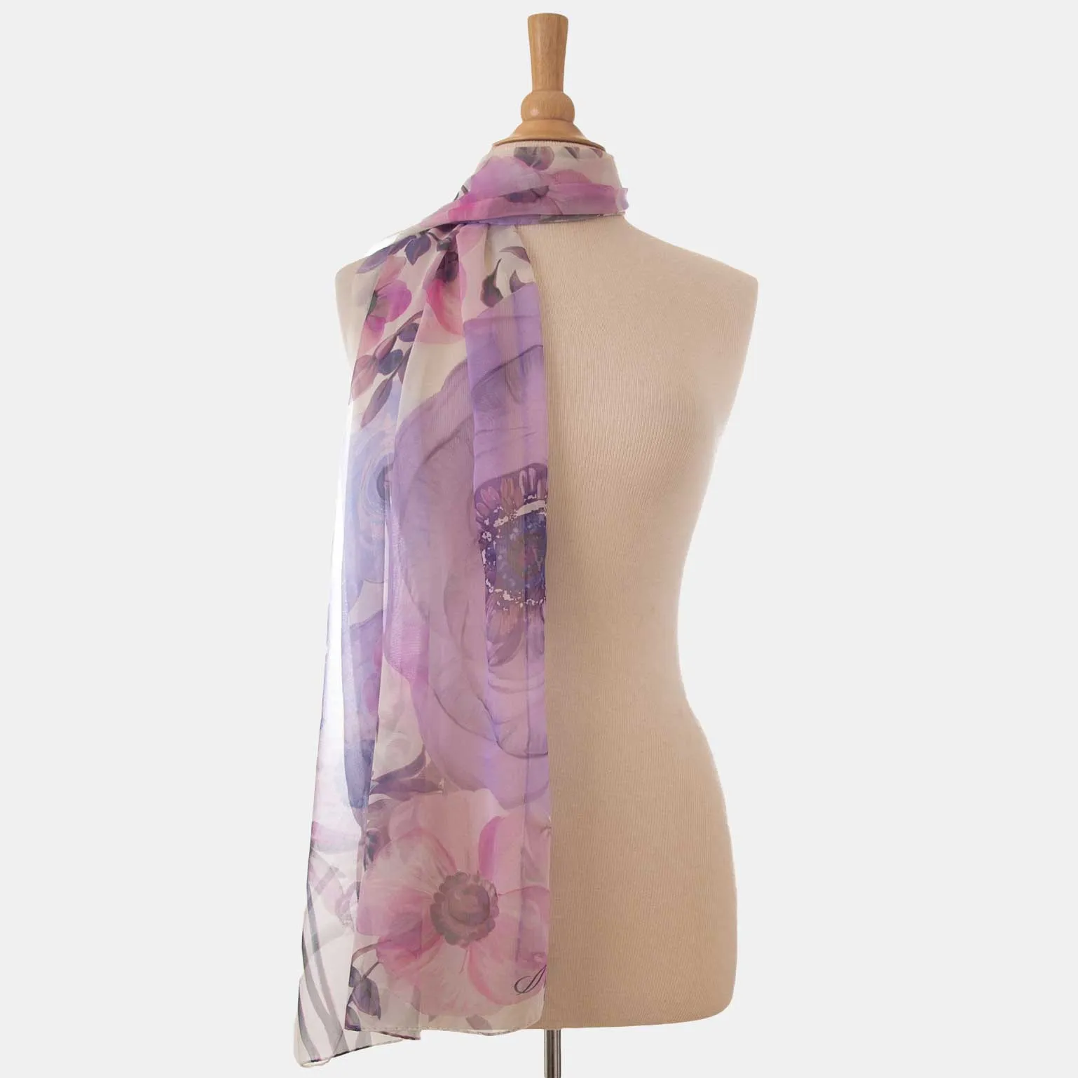 Campo de' Fiori - Long Sheer Silk Scarf - Lavender