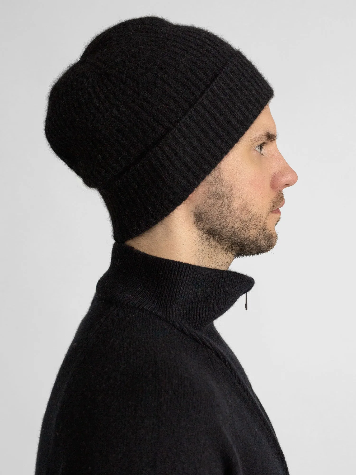 Cashmere beanie men "Ask" - black