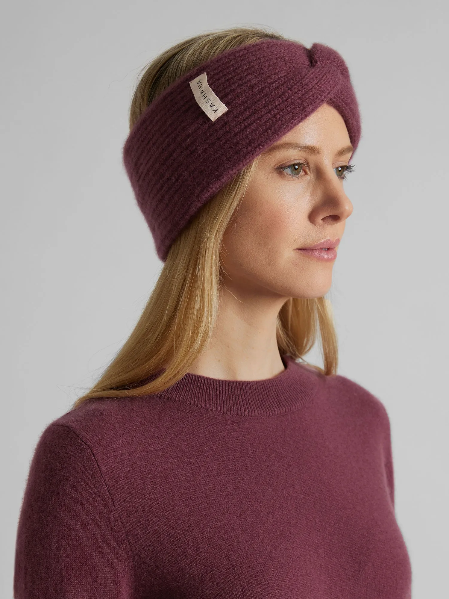 Cashmere head band "Freya" - wild plum