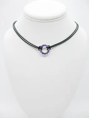 Circle: Amethyst Leather Necklace - n460