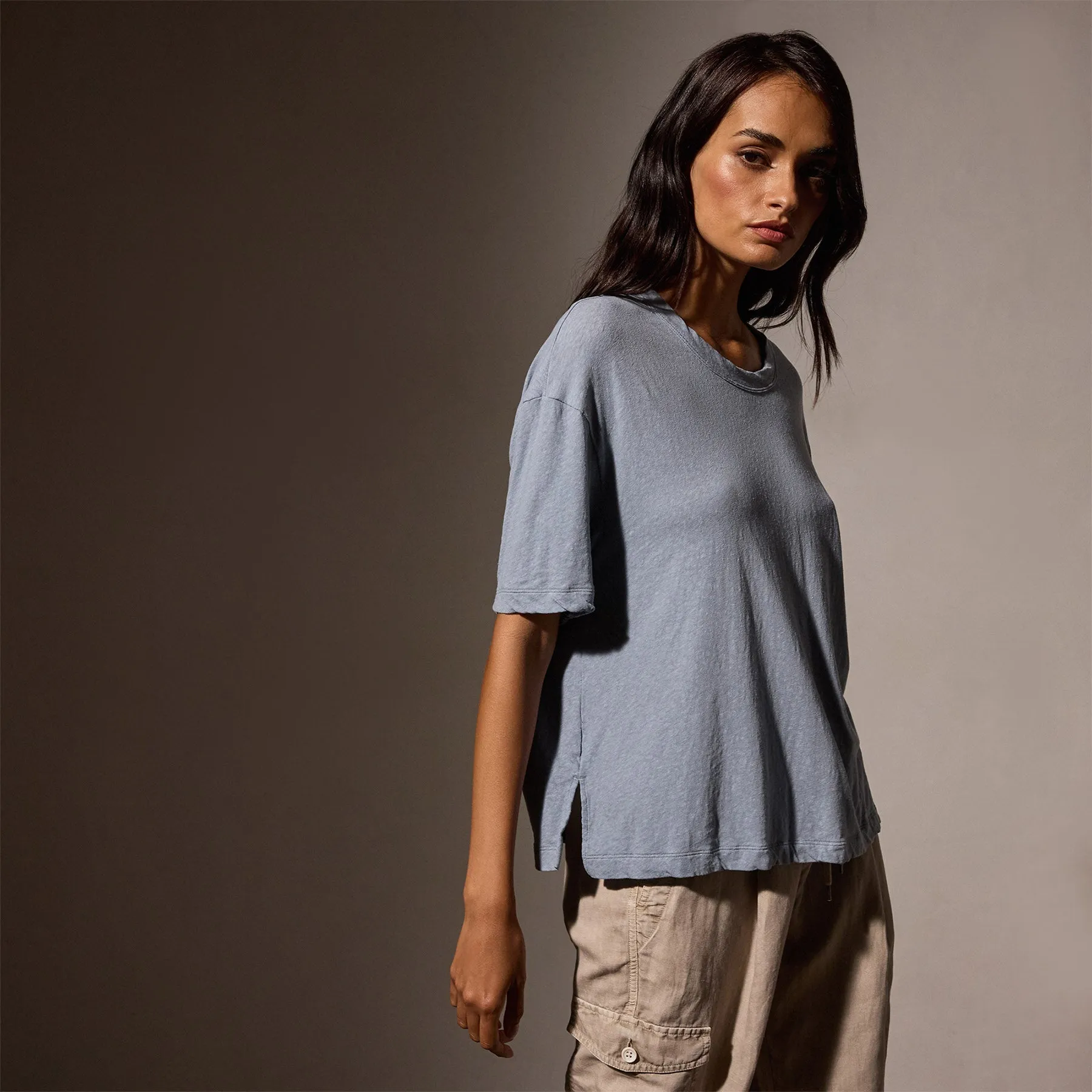 Cotton Jersey Crew Tee - Bluestone