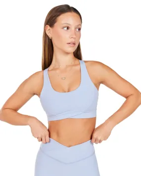 Cross Over Sports Bra - Blue Blizzard