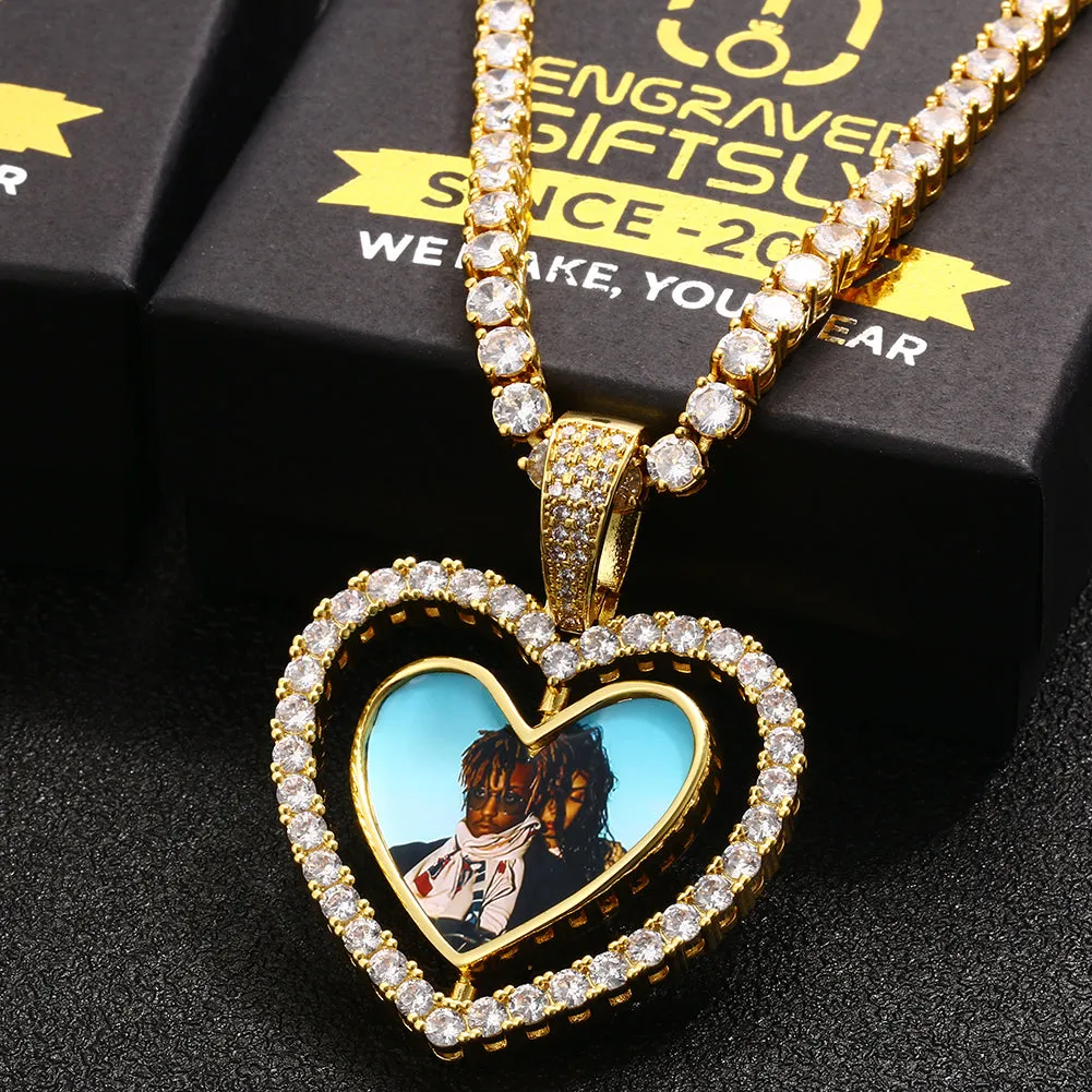 Custom Double-sided Heart Medallions Necklace Christmas Gifts For Men