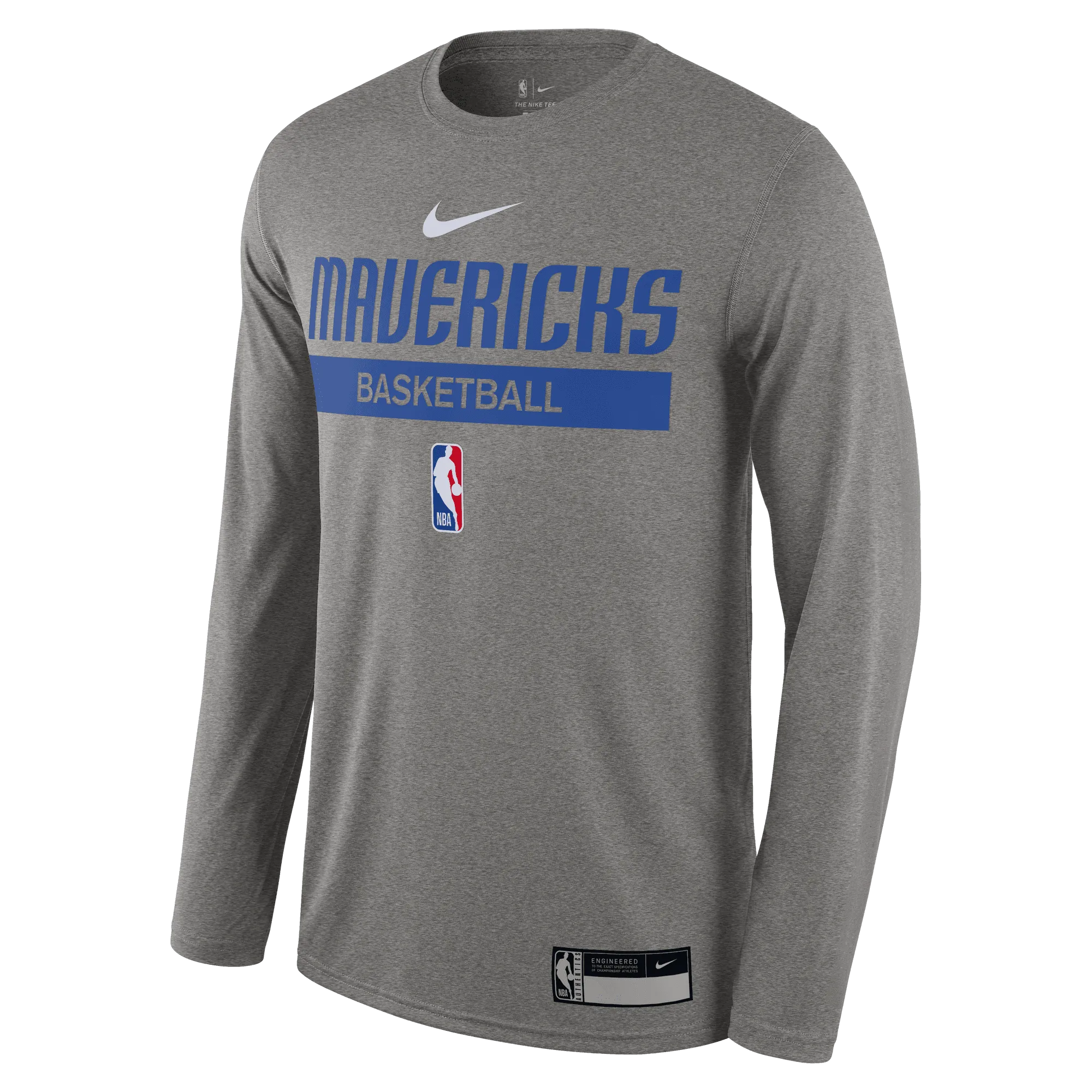 DALLAS MAVERICKS NIKE 22-23 GREY PRACTICE LONG SLEEVE TEE