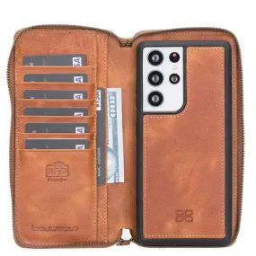 Detachable Leather Zipper Wallet Cases for Samsung Galaxy S21 Series